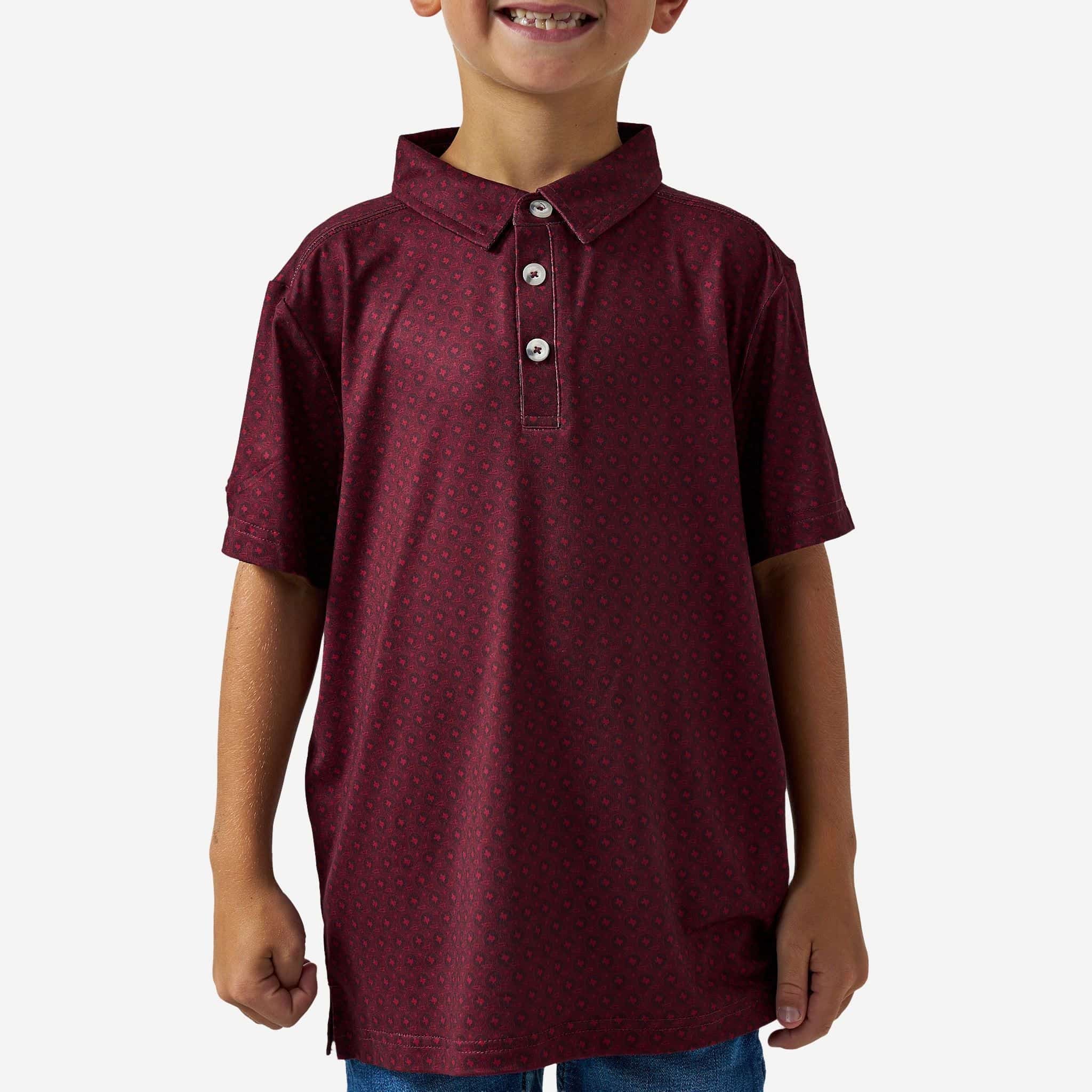 Father and Son Bundle - Performance Polo - Vintage Helmets - Maroon - Image 3