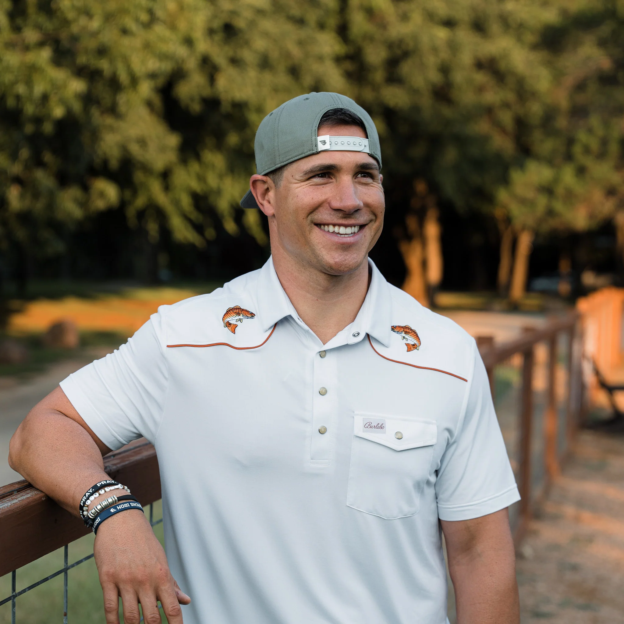 Pearl Snap Performance Polo - Redfish - White - Image 9