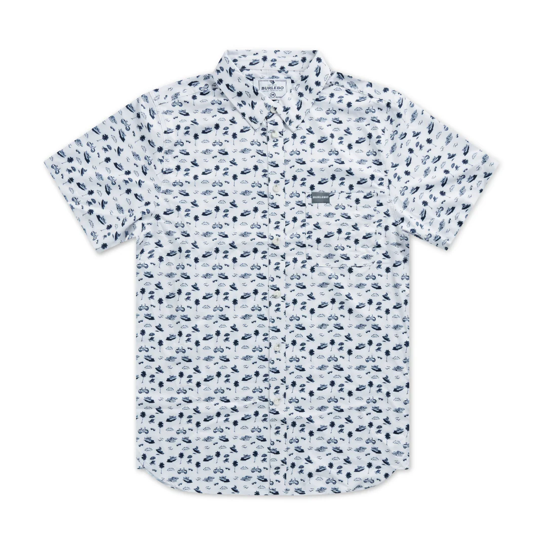 Performance Button Up - On The Water - Cream/Navy - Image 5
