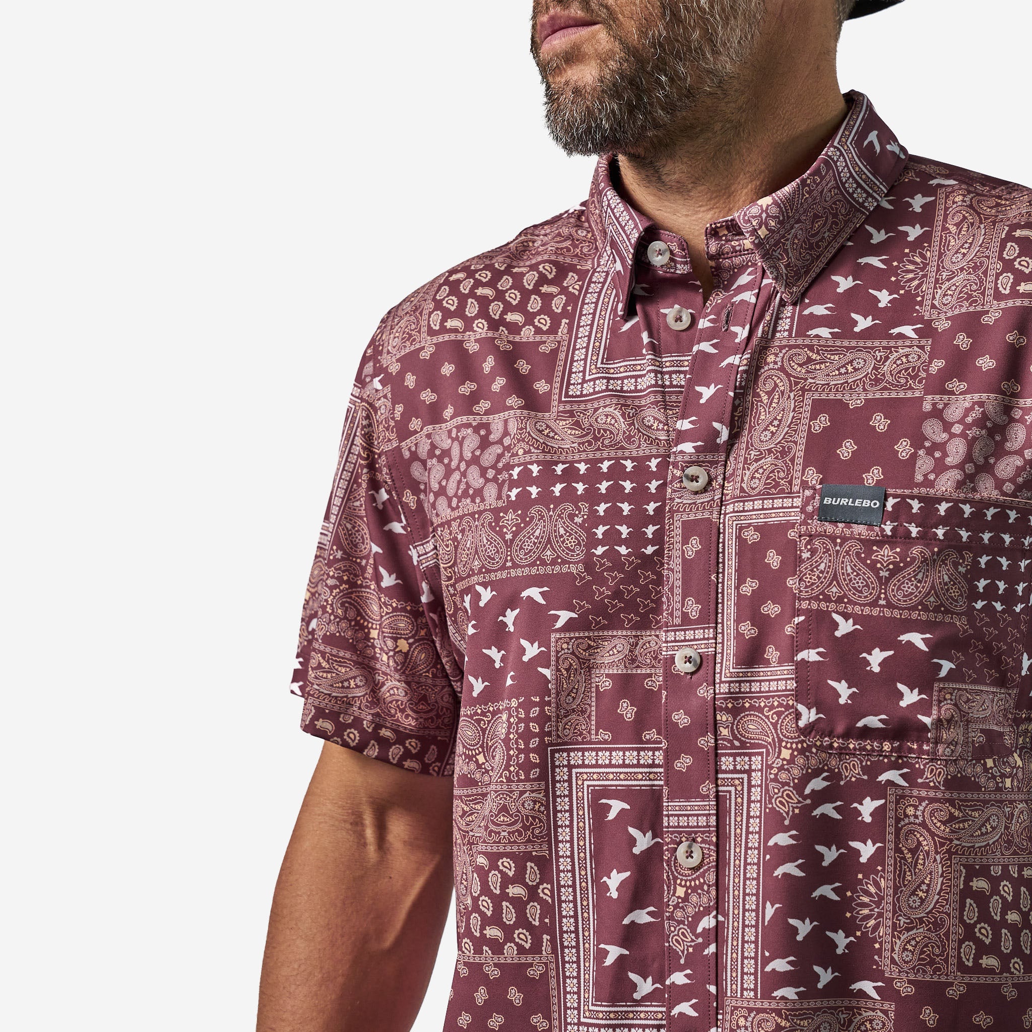 Performance Button Up - Paisley Duck - Maroon - Image 6