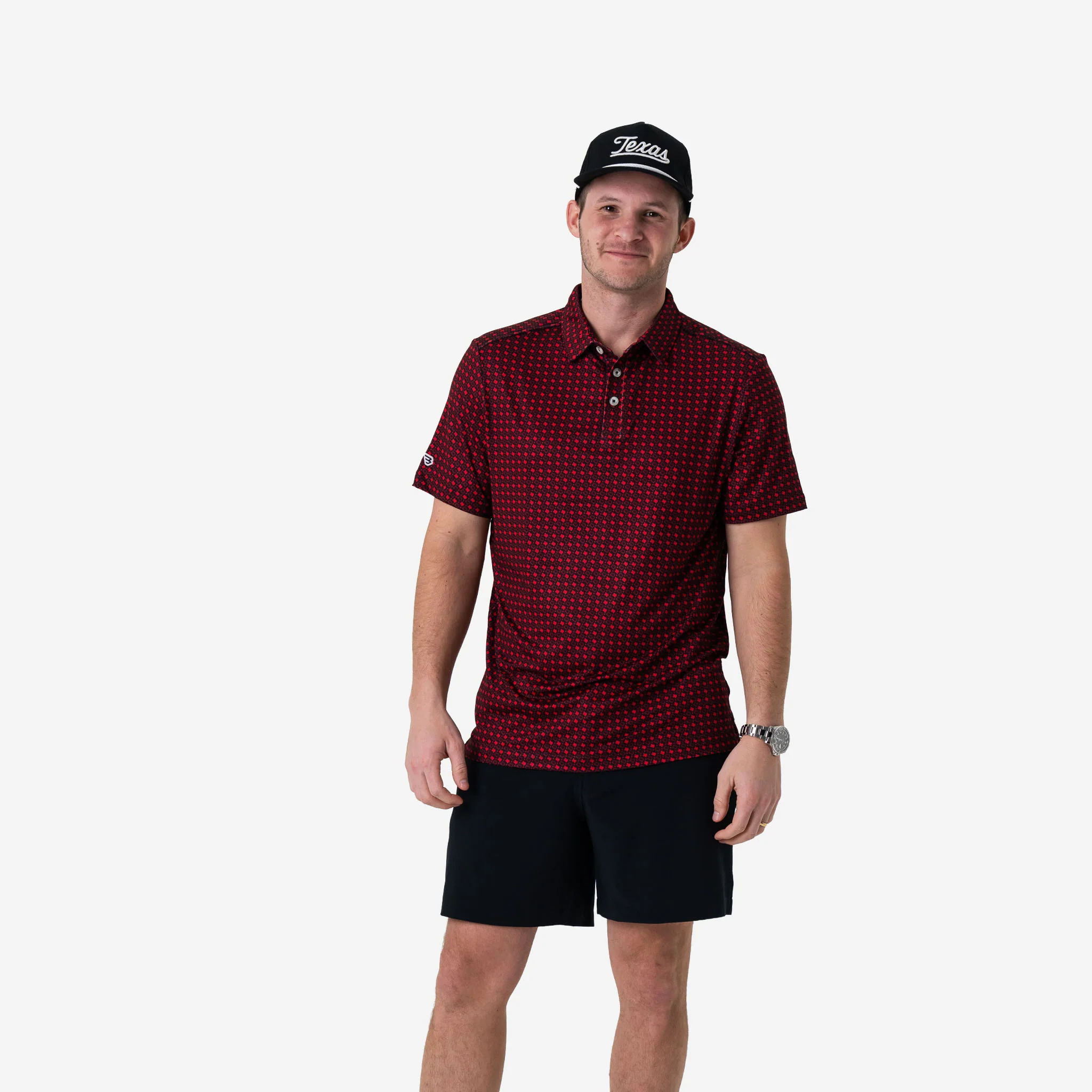 Performance Polo - Texas - Black & Red - Image 8