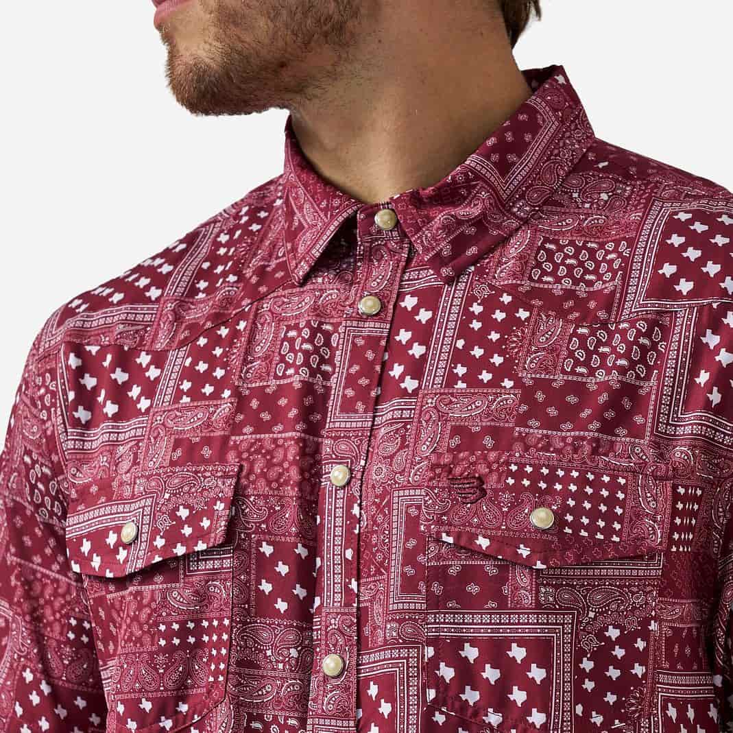 Performance Western Shirt - Texas Paisley - Maroon - Image 3