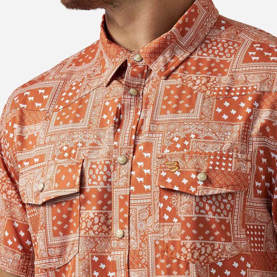 Performance Western Shirt - Texas Paisley - Orange - Image 3