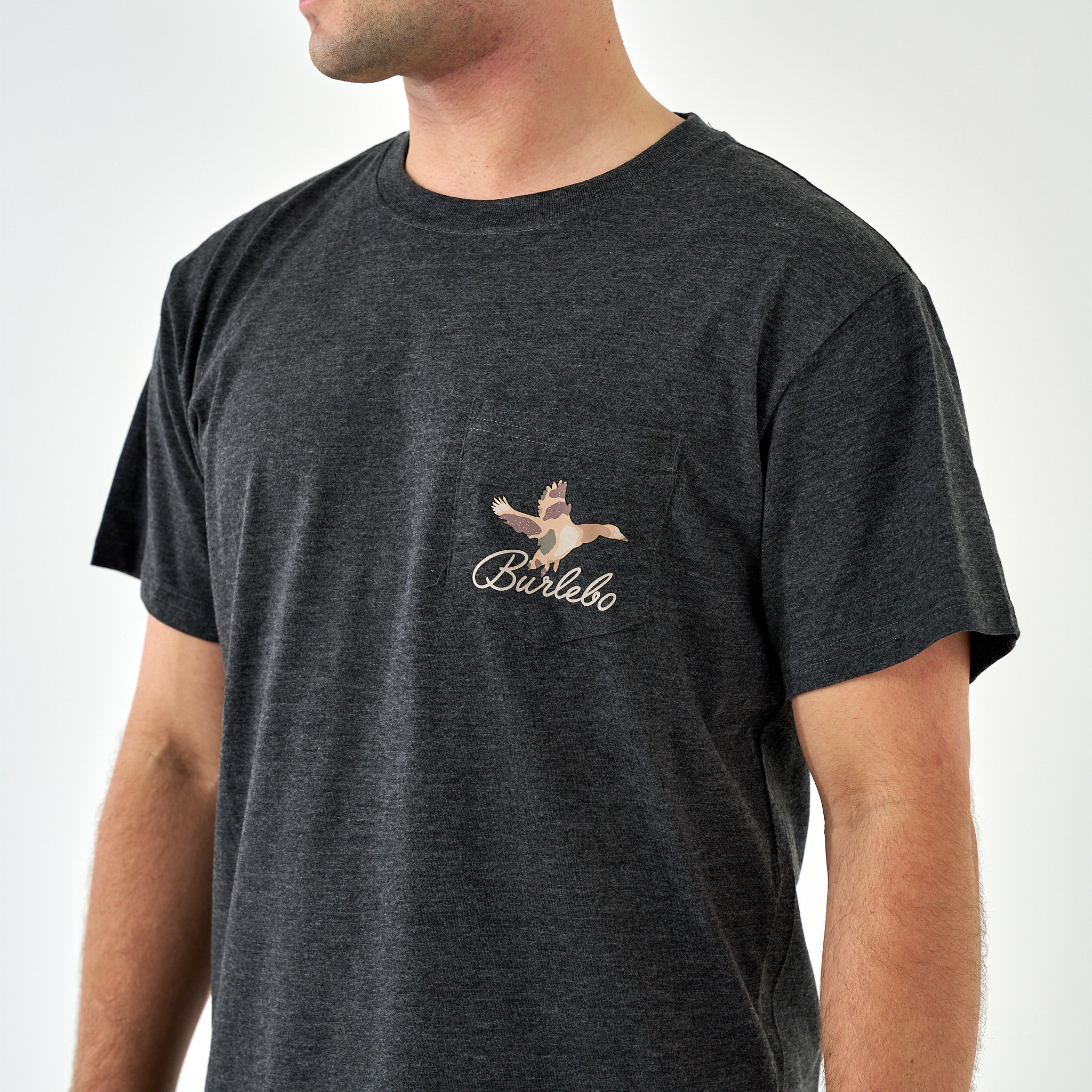Short Sleeve Tee - Ducks Flying In - Heather Black - Image 2