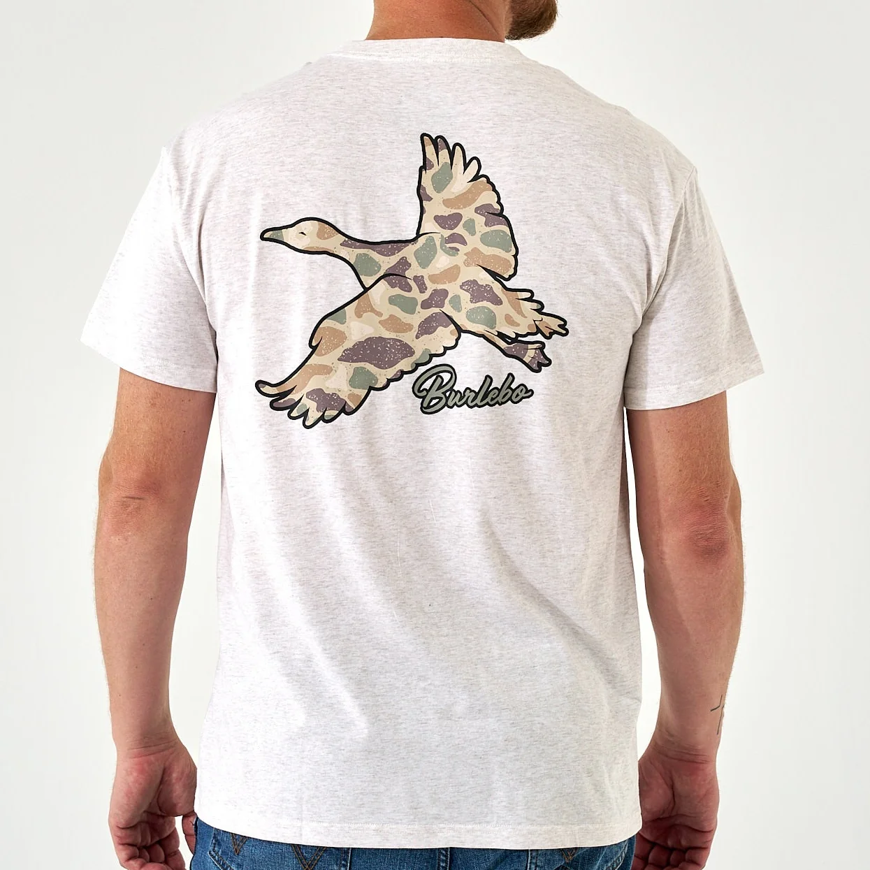 Short Sleeve Tee - Flying Pintail Camo Duck - Heather Oat
