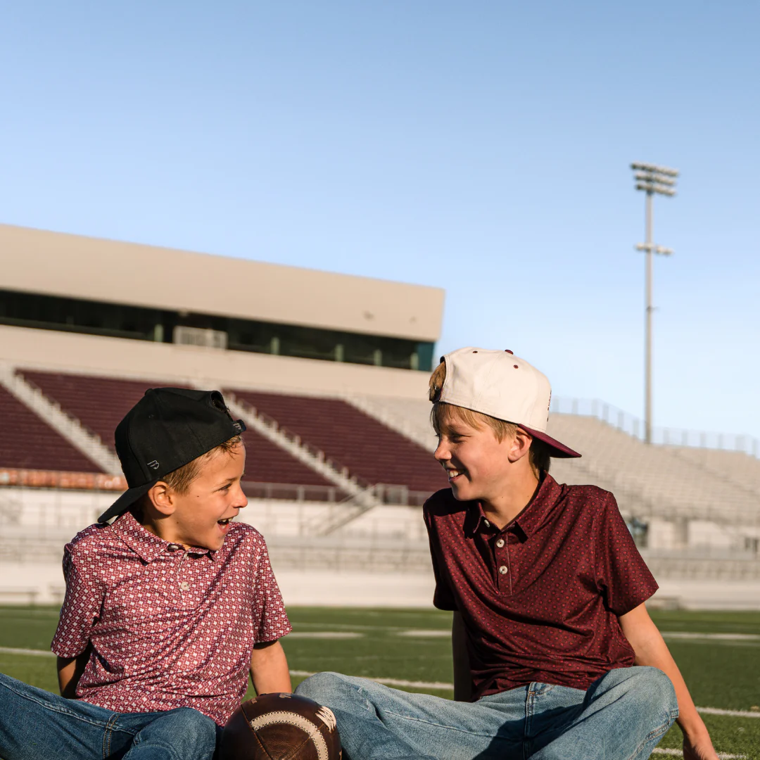 Youth Performance Polo - Vintage Helmets - Maroon - Image 2