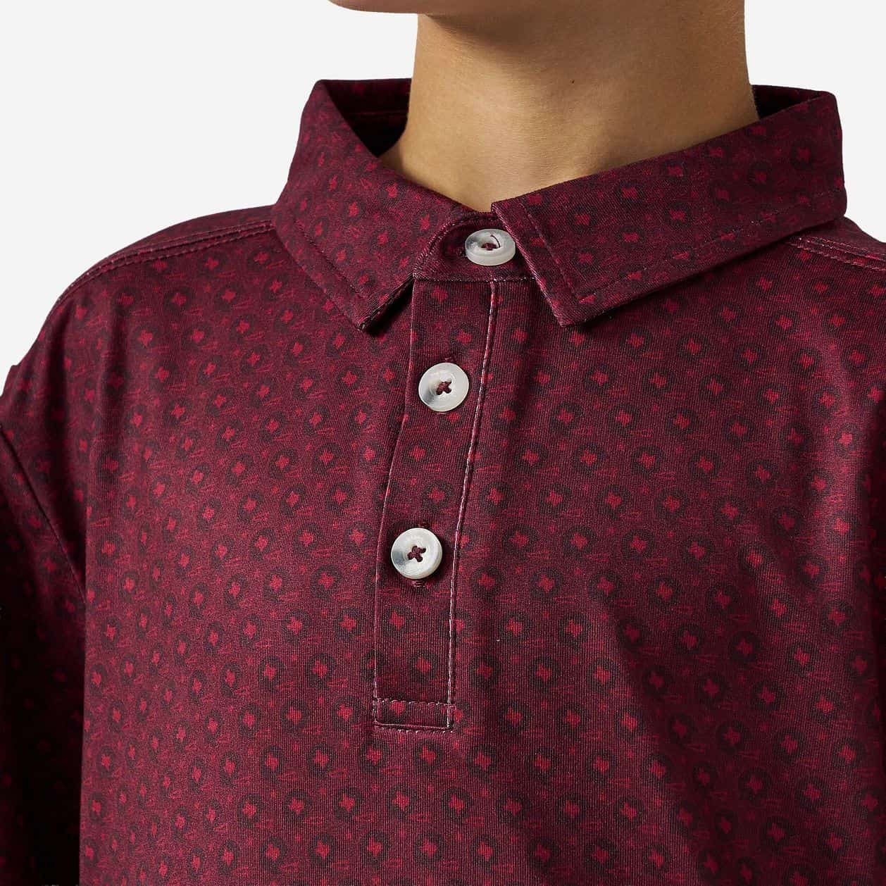 Youth Performance Polo - Vintage Helmets - Maroon - Image 3