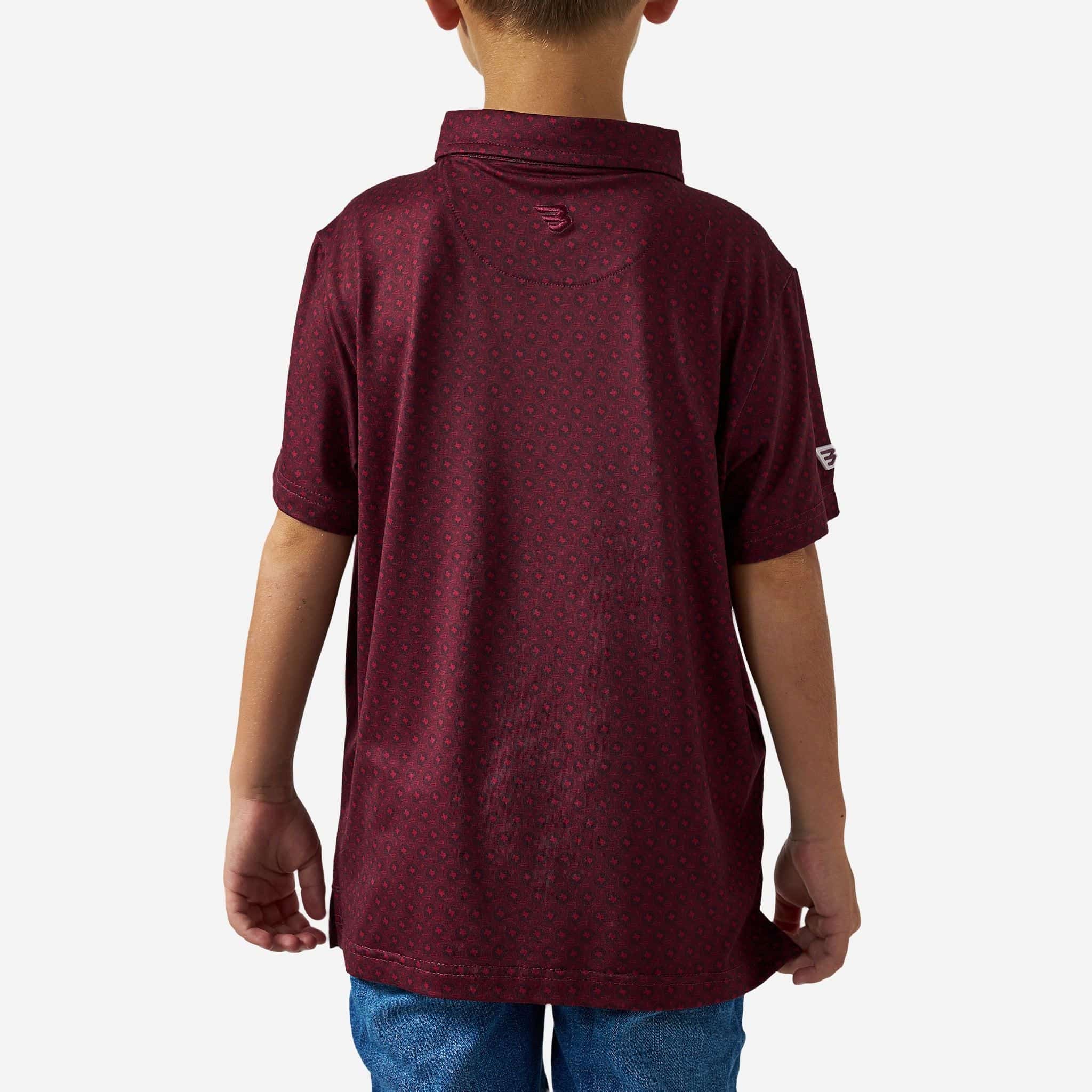 Youth Performance Polo - Vintage Helmets - Maroon - Image 4