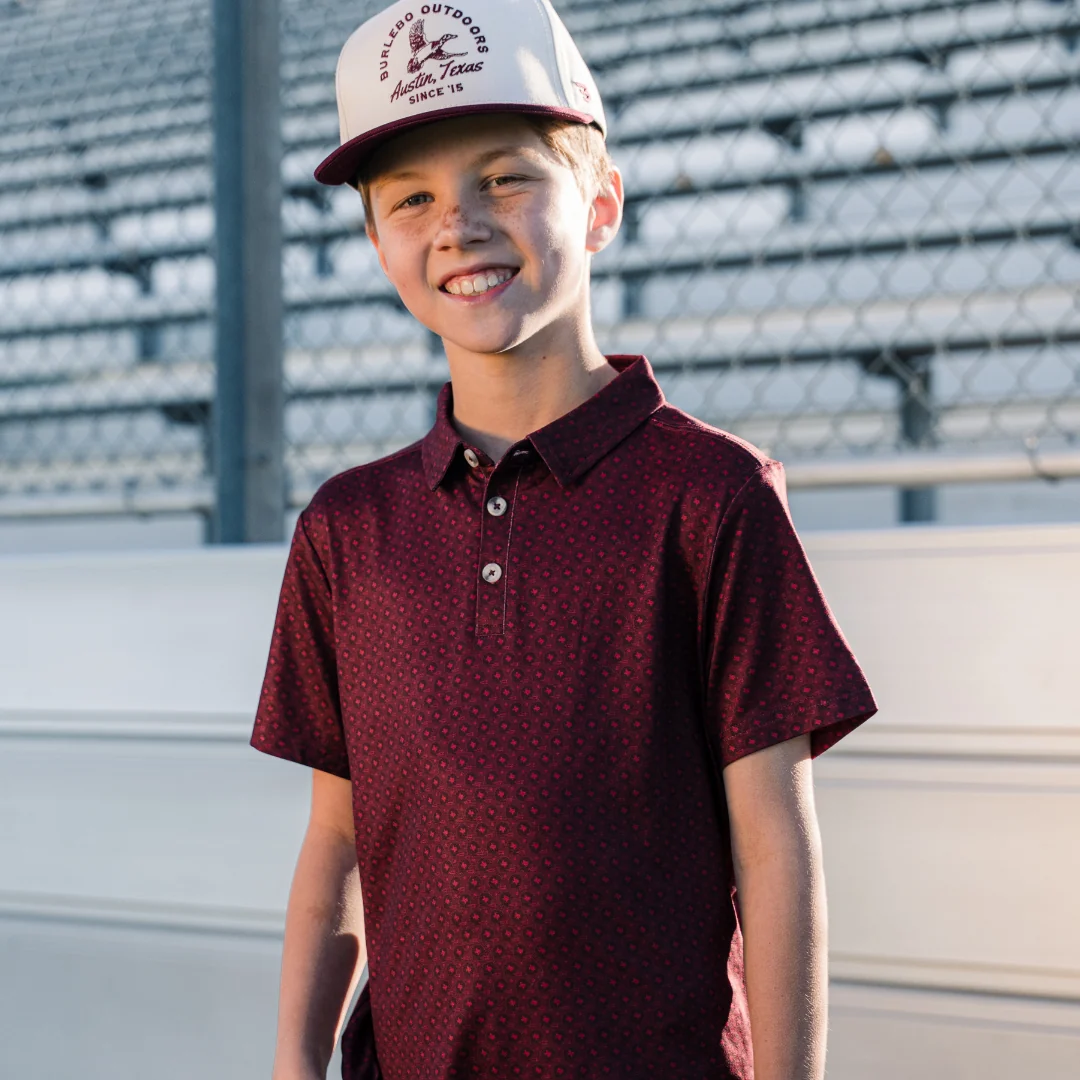 Youth Performance Polo - Vintage Helmets - Maroon - Image 6