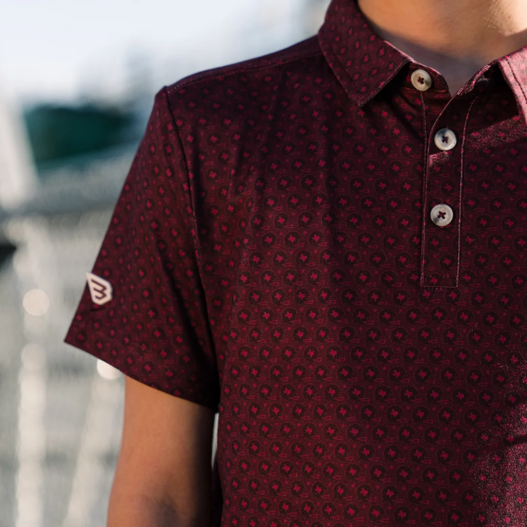 Youth Performance Polo - Vintage Helmets - Maroon - Image 7