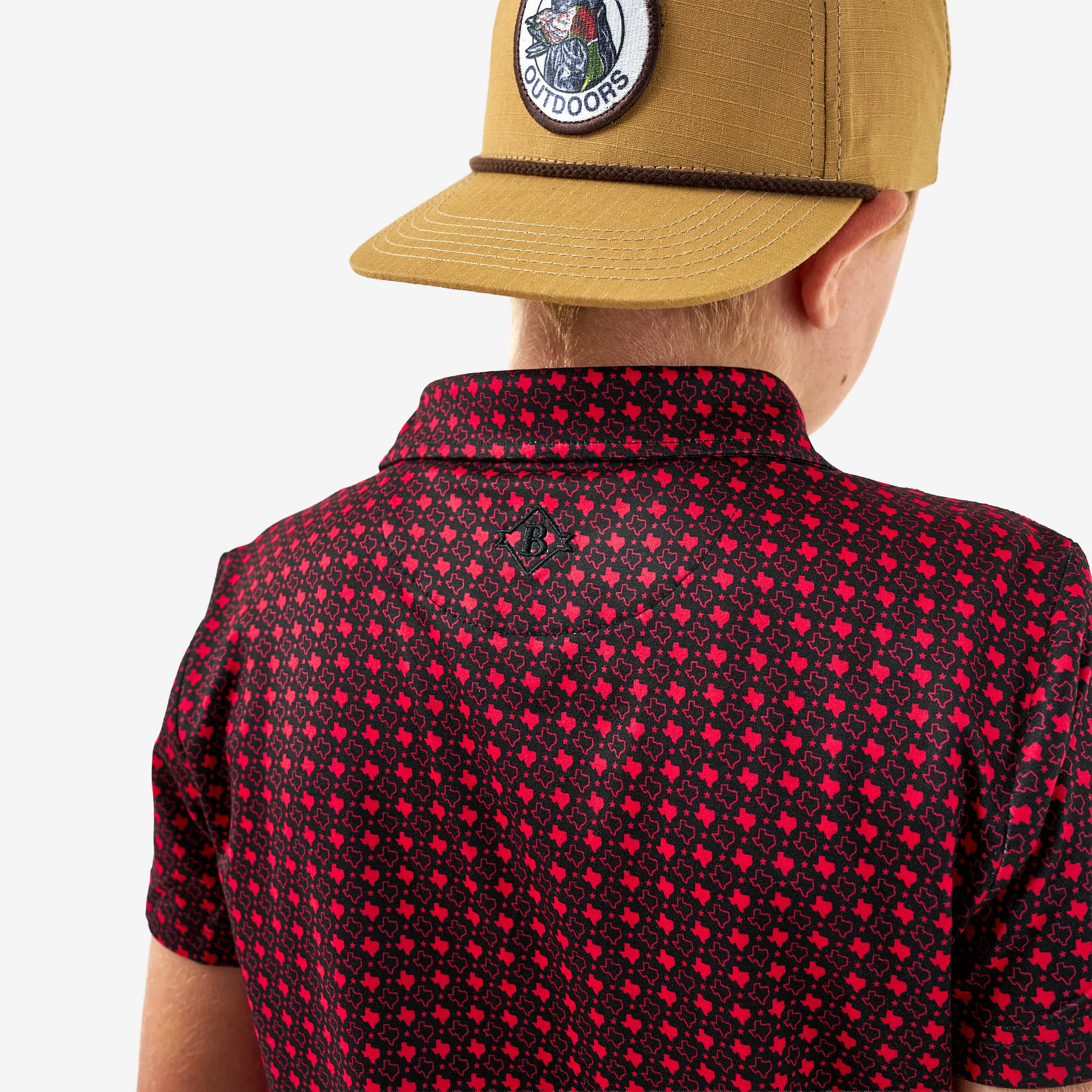 Youth Performance Polo - Texas - Black & Red - Image 4