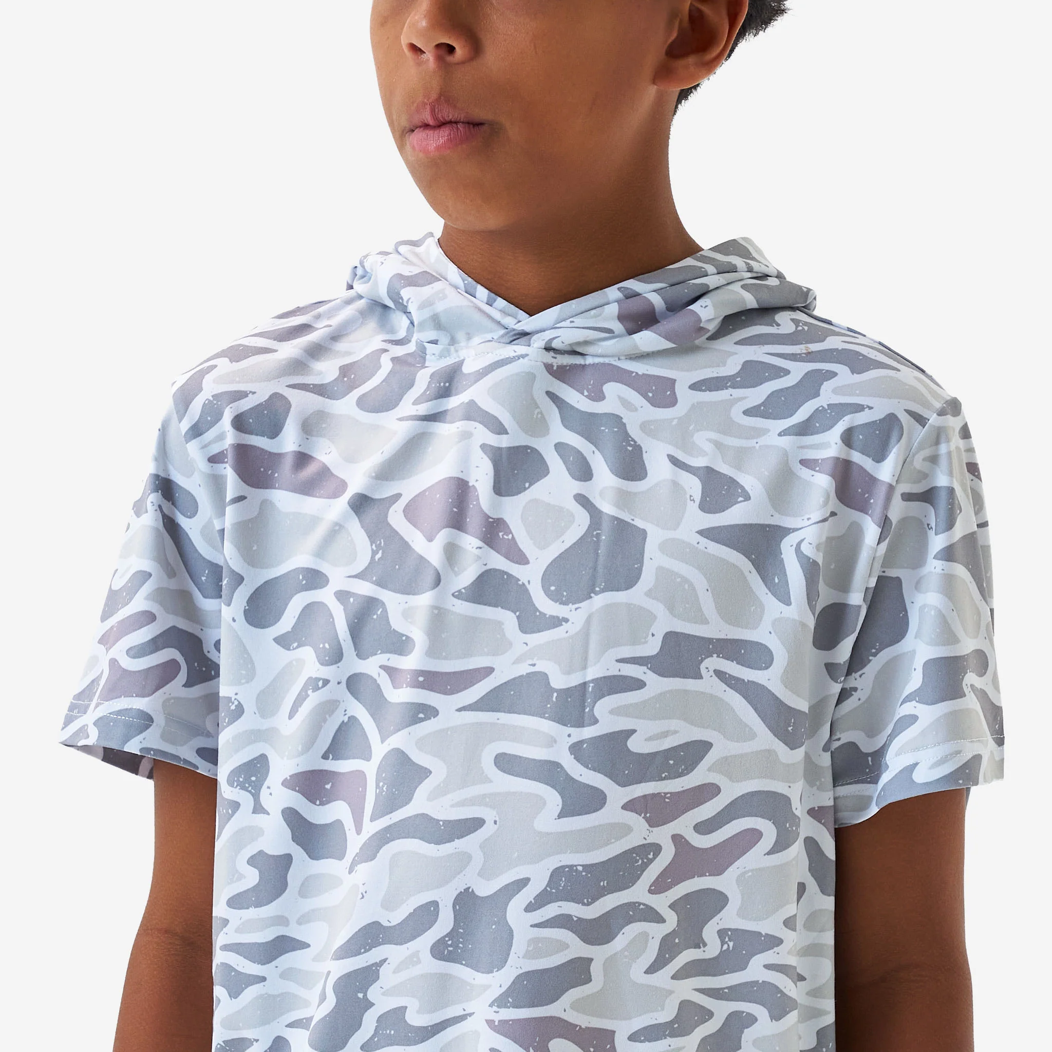 Youth Short Sleeve Performance Hoodie - White Camo - Image 2